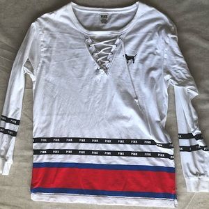 Victoria’s Secret Pink long sleeve lace up crew